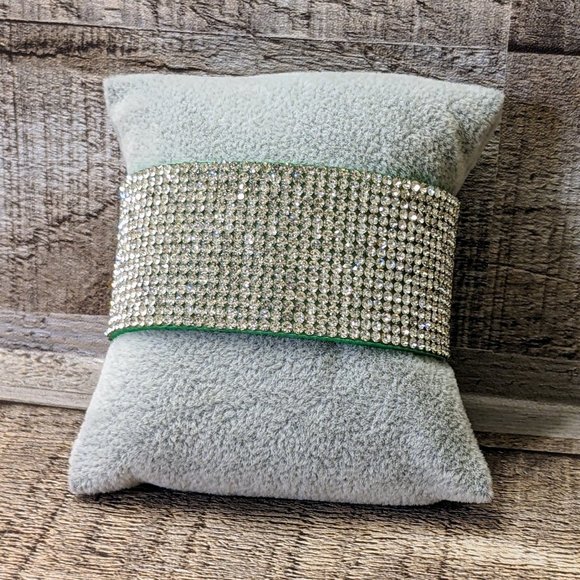 A17 Silver Rhinestone Wrap Cuff Bracelet Soft Adjustable Metallic Crystals A17 - Picture 8 of 12